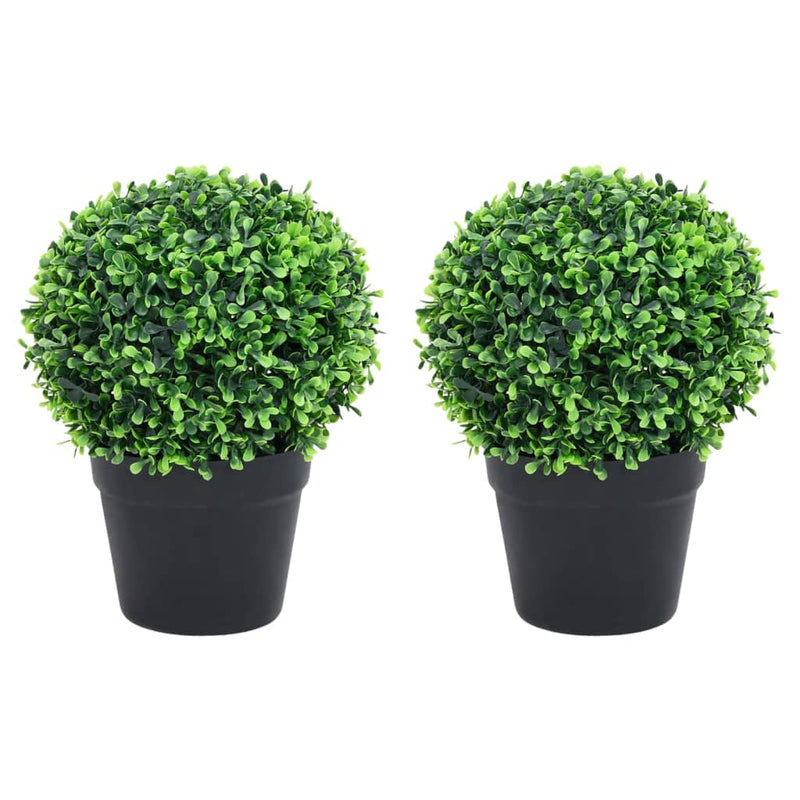 vidaXL 2 db zöld gömbalakú cserepes műpuszpáng 37 cm