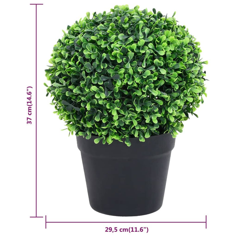 vidaXL 2 db zöld gömbalakú cserepes műpuszpáng 37 cm