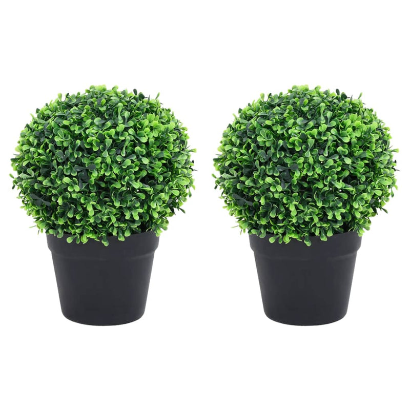 vidaXL 2 db zöld gömbalakú cserepes műpuszpáng 27 cm