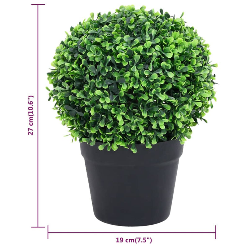 vidaXL 2 db zöld gömbalakú cserepes műpuszpáng 27 cm