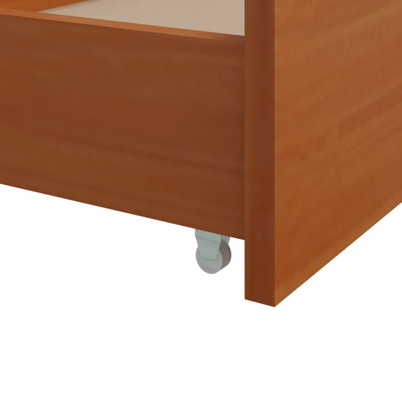 vidaXL mézbarna tömör fenyőfa ágykeret fiókkal 90 x 200 cm