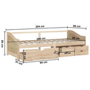 vidaXL 3 személyes tömör fenyőfa kanapéágy fiókokkal 90 x 200 cm