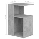 vidaXL betonszürke szerelt fa kisasztal 36 x 30 x 56 cm