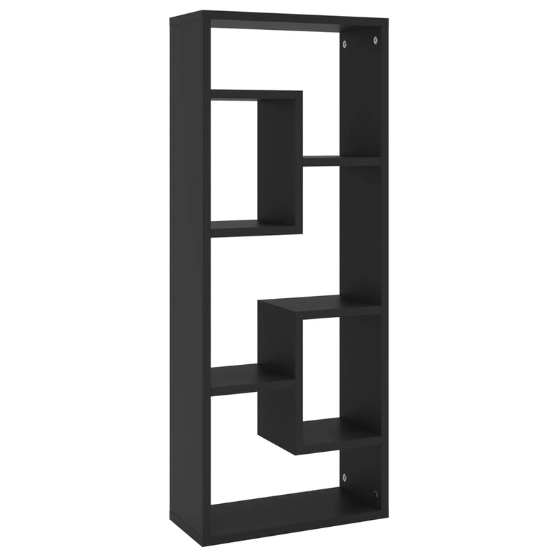 vidaXL fekete szerelt fa fali polc 36 x 16 x 90 cm