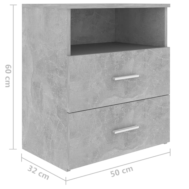 vidaXL 2 db betonszürke éjjeliszekrény 50 x 32 x 60 cm
