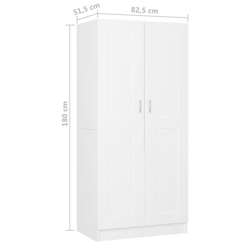vidaXL fehér szerelt fa ruhásszekrény 82,5 x 51,5 x 180 cm