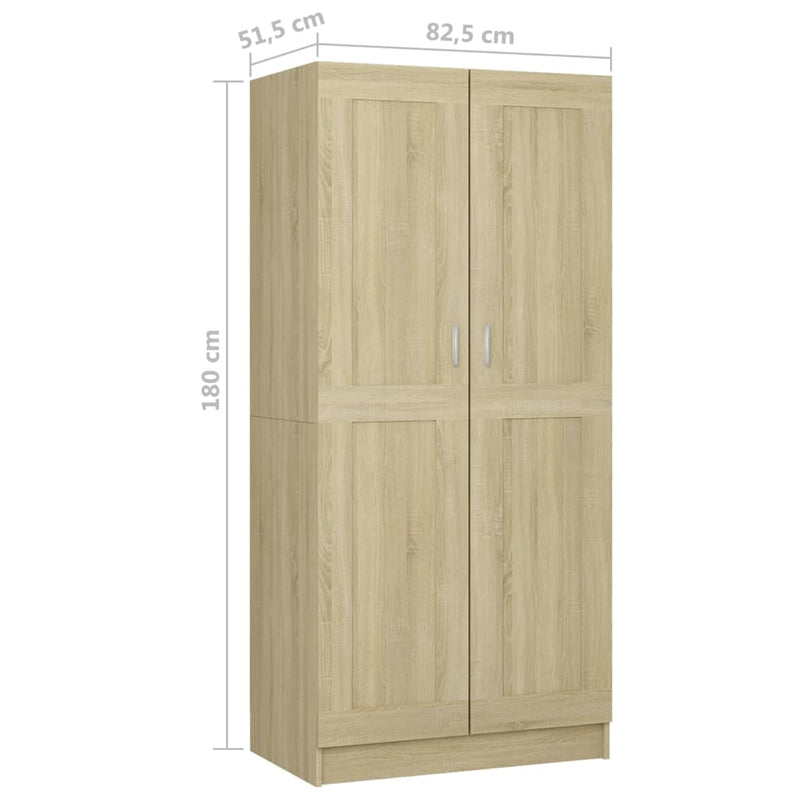 vidaXL sonoma tölgy színű szerelt fa ruhásszekrény 82,5x51,5x180 cm