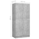 vidaXL betonszürke szerelt fa ruhásszekrény 82,5 x 51,5 x 180 cm