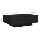 vidaXL fekete szerelt fa dohányzóasztal 90 x 60 x 31 cm