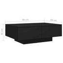 vidaXL fekete szerelt fa dohányzóasztal 90 x 60 x 31 cm