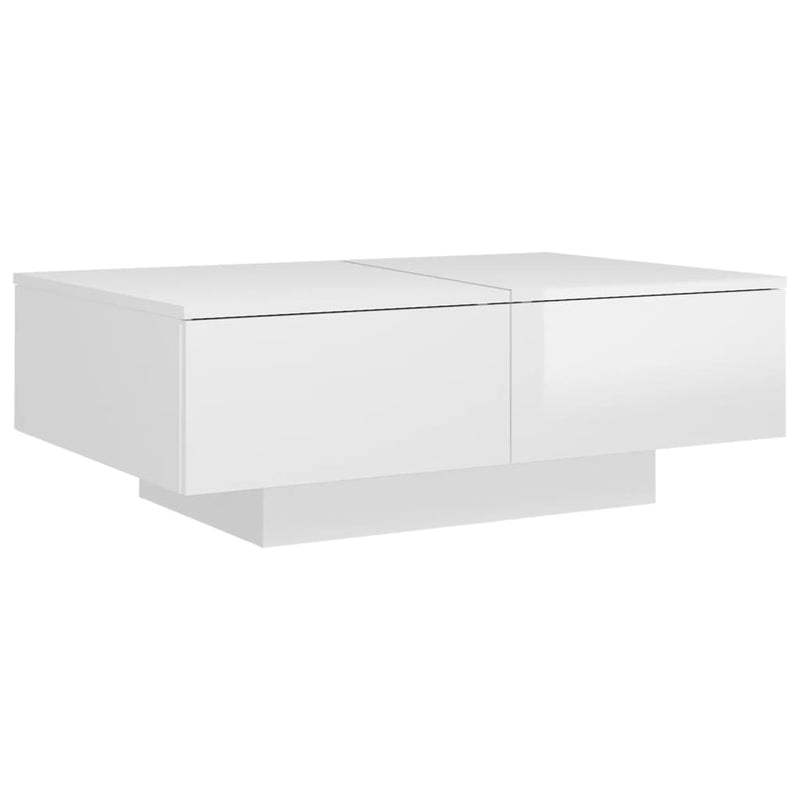 vidaXL magasfényű fehér szerelt fa dohányzóasztal 90 x 60 x 31 cm