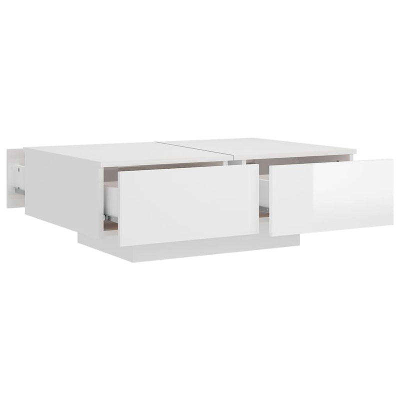 vidaXL magasfényű fehér szerelt fa dohányzóasztal 90 x 60 x 31 cm