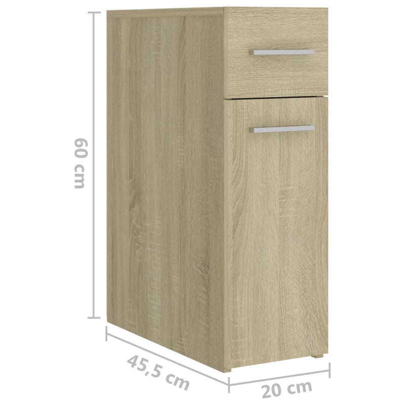 vidaXL sonoma tölgy színű szerelt fa patikaszekrény 20 x 45,5 x 60 cm