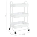 vidaXL fehér acél 3 szintes kocsi 43 x 34 x 79 cm