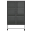 vidaXL antracitszürke acél és edzett üveg magasszekrény 80x35x135 cm