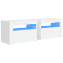 vidaXL 2 db fehér éjjeliszekrény LED-del 60 x 35 x 40 cm