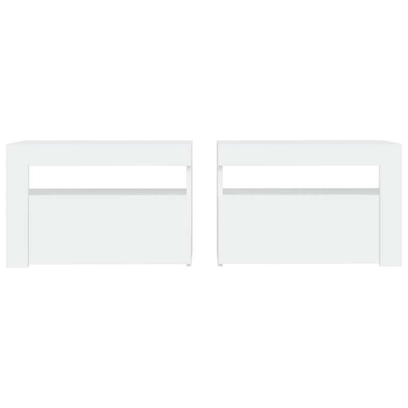 vidaXL 2 db fehér éjjeliszekrény LED-del 60 x 35 x 40 cm