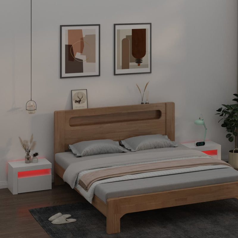 vidaXL 2 db fehér éjjeliszekrény LED-del 60 x 35 x 40 cm