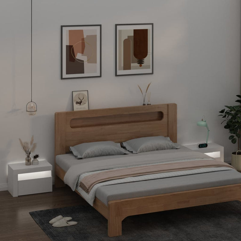 vidaXL 2 db fehér éjjeliszekrény LED-del 60 x 35 x 40 cm
