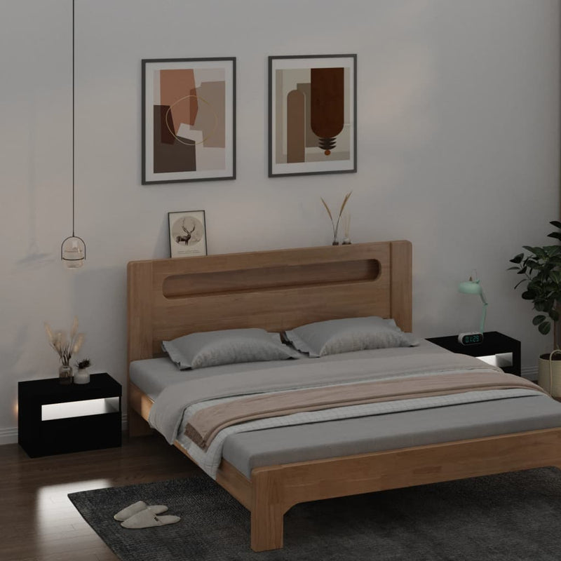 vidaXL 2 db fekete éjjeliszekrény LED-del 60 x 35 x 40 cm