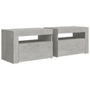 vidaXL 2 db betonszürke éjjeliszekrény LED-del 60 x 35 x 40 cm
