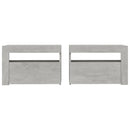 vidaXL 2 db betonszürke éjjeliszekrény LED-del 60 x 35 x 40 cm