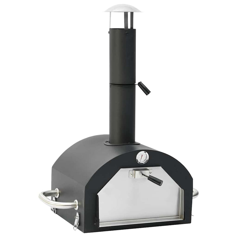 vidaXL fekete 3 az 1-ben kültéri pizza- és grillsütő