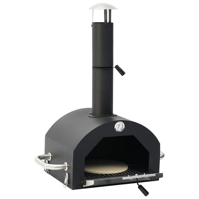 vidaXL fekete 3 az 1-ben kültéri pizza- és grillsütő