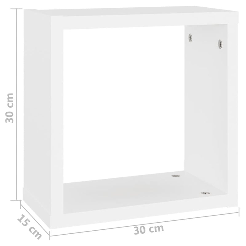 vidaXL 2 db fehér fali kockapolc 30 x 15 x 30 cm
