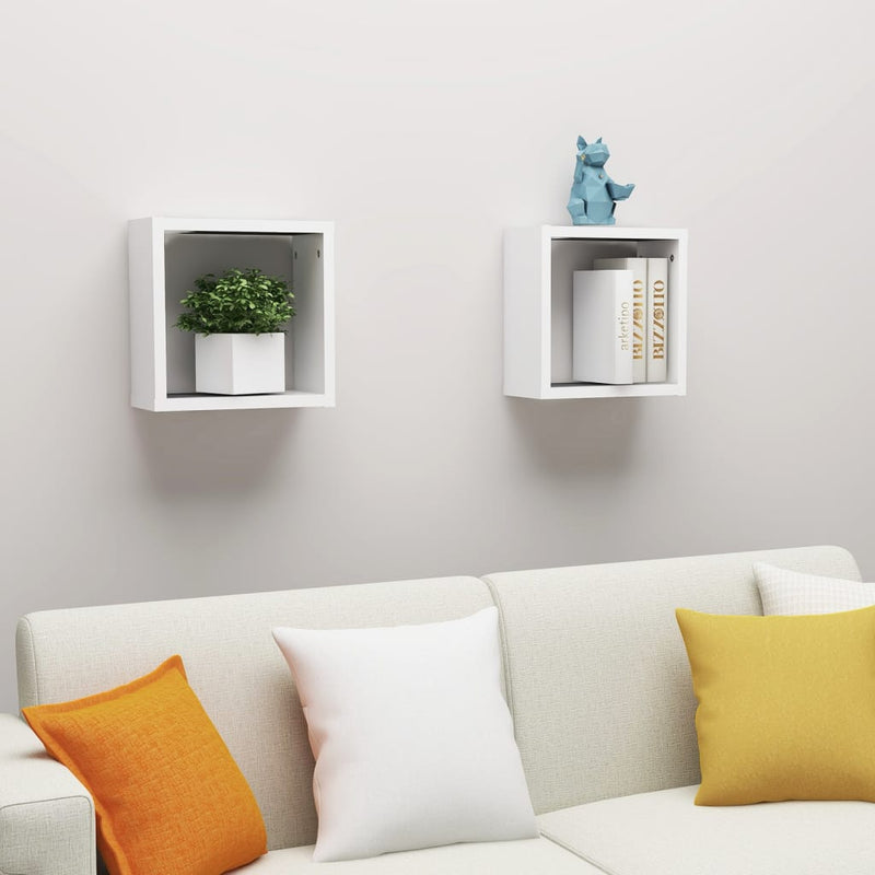 vidaXL 2 db fehér fali kockapolc 30 x 15 x 30 cm