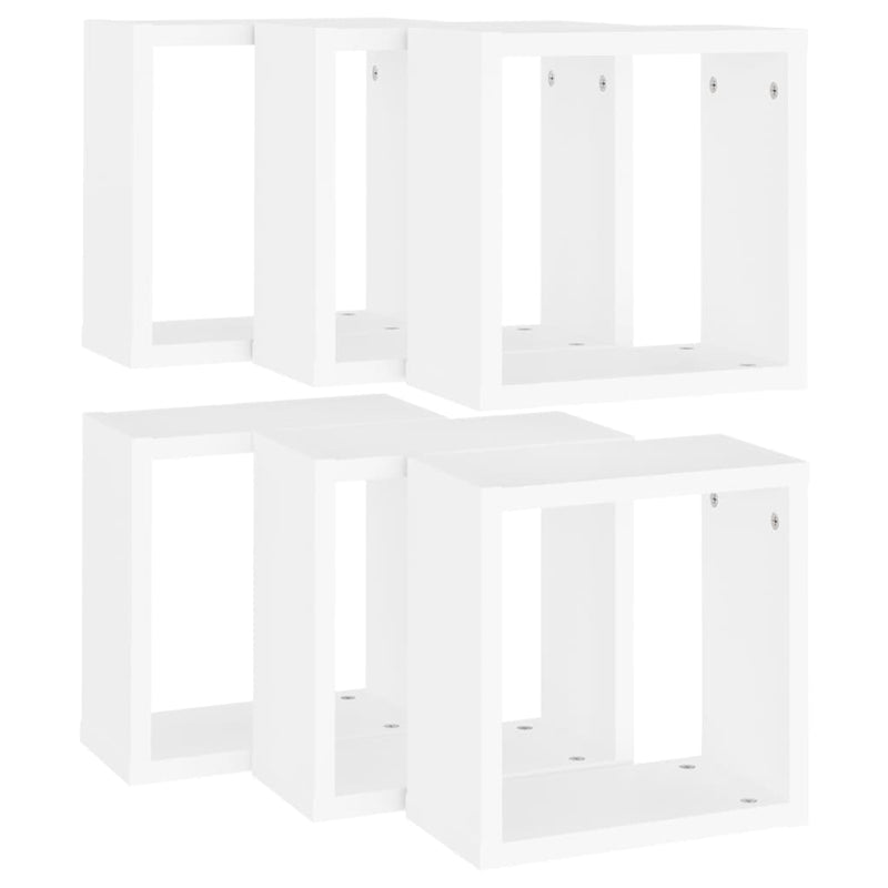 vidaXL 6 db fehér fali kockapolc 30 x 15 x 30 cm