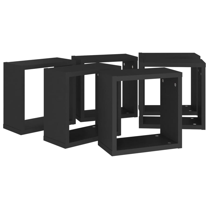 vidaXL 6 db fekete fali kockapolc 30 x 15 x 30 cm