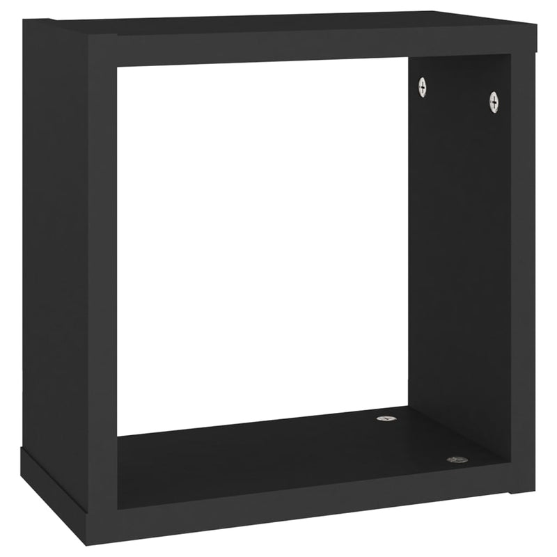 vidaXL 6 db fekete fali kockapolc 30 x 15 x 30 cm