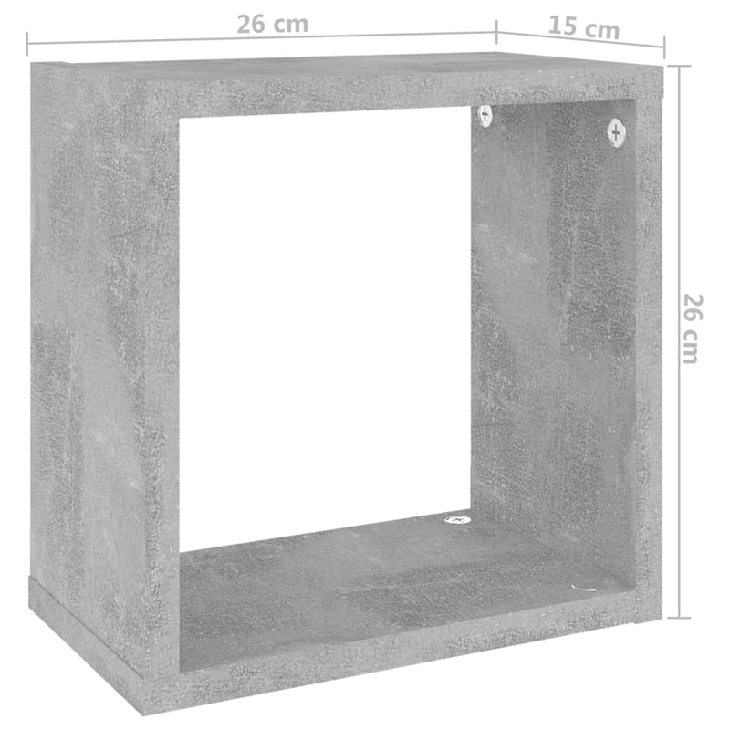 vidaXL 2 db betonszürke fali kockapolc 26 x 15 x 26 cm