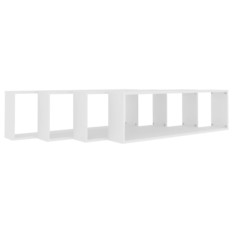 vidaXL 4 db fehér szerelt fa fali polc 100 x 15 x 30 cm