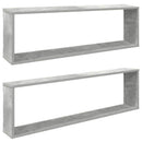 vidaXL 2 db betonszürke szerelt fa fali polc 100 x 15 x 30 cm
