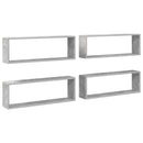 vidaXL 4 db betonszürke szerelt fa fali kockapolc 80 x 15 x 26,5 cm