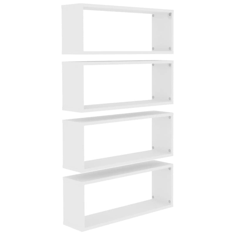 vidaXL 4 db fehér szerelt fa négyszögű fali polc 60 x 15 x 23 cm