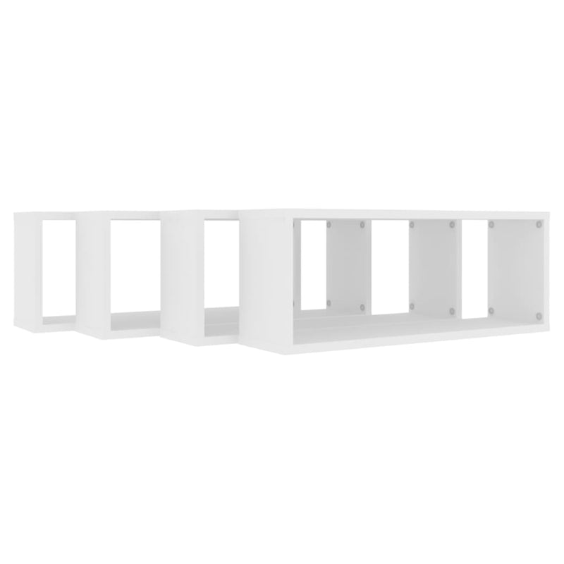 vidaXL 4 db fehér szerelt fa négyszögű fali polc 60 x 15 x 23 cm