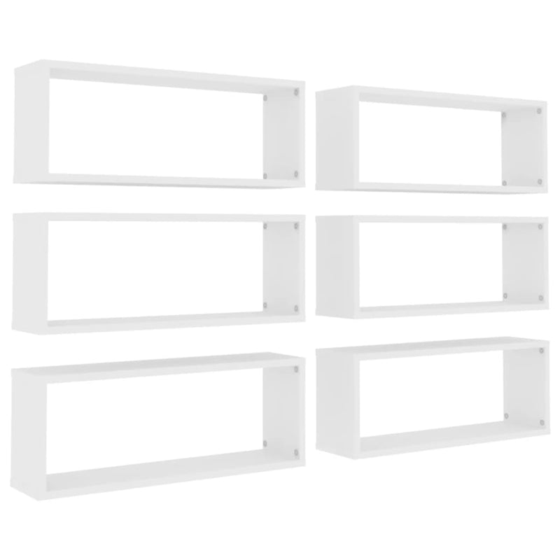 vidaXL 6 db fehér szerelt fa négyszögű fali polc 60 x 15 x 23 cm