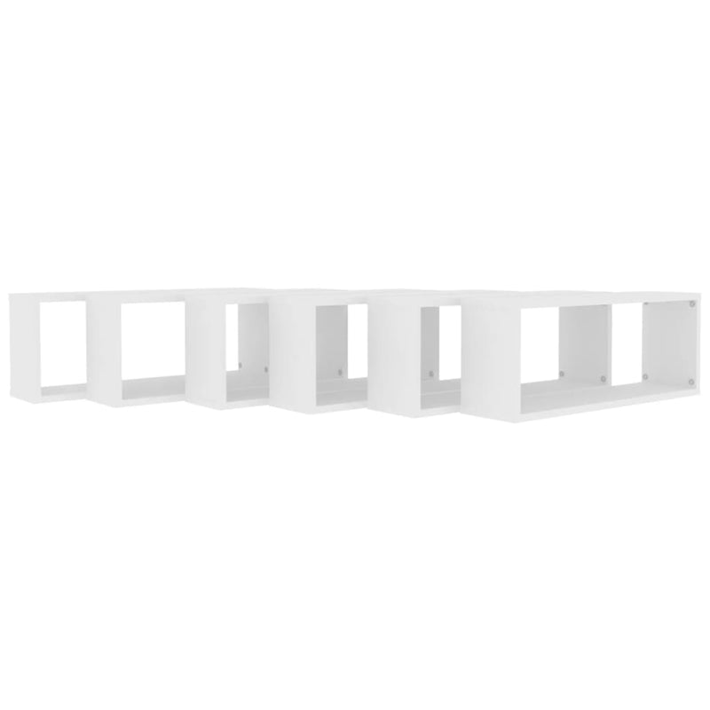 vidaXL 6 db fehér szerelt fa négyszögű fali polc 60 x 15 x 23 cm
