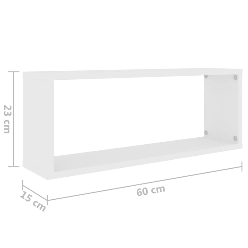 vidaXL 6 db fehér szerelt fa négyszögű fali polc 60 x 15 x 23 cm