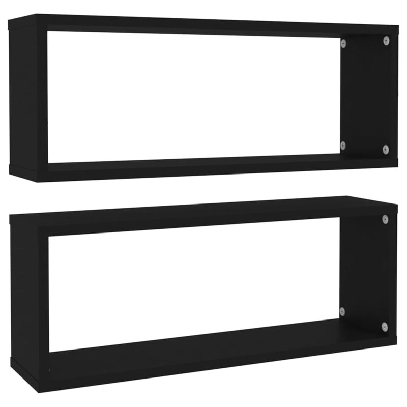 vidaXL 2 db fekete szerelt fa négyszögű fali polc 60 x 15 x 23 cm
