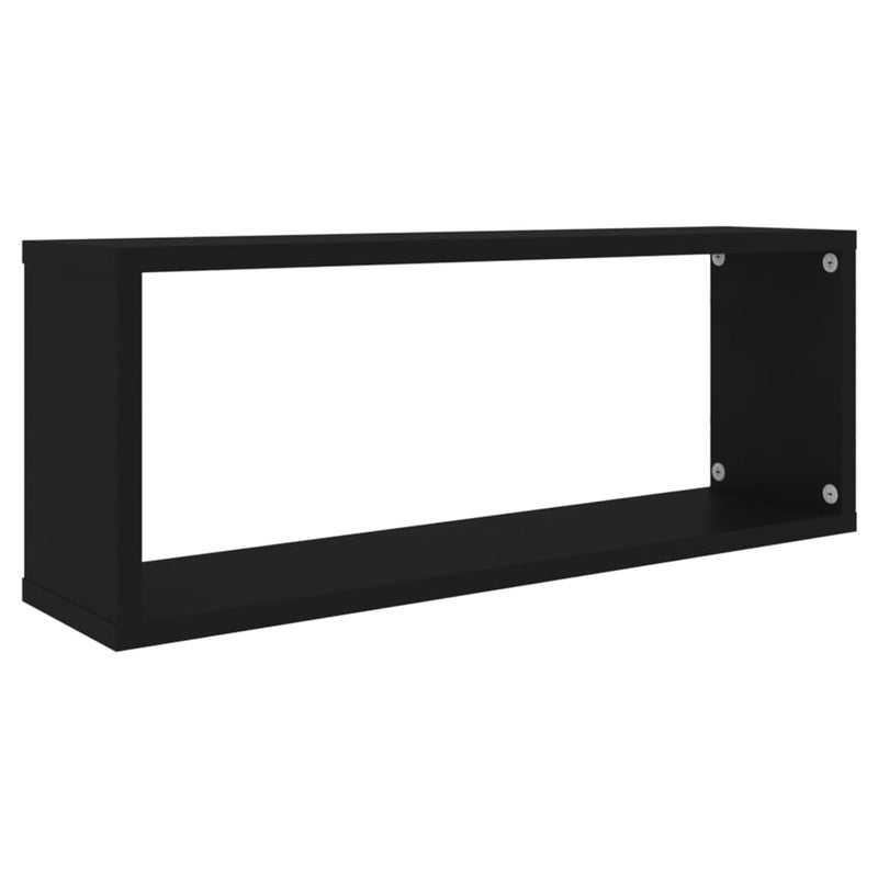 vidaXL 2 db fekete szerelt fa négyszögű fali polc 60 x 15 x 23 cm