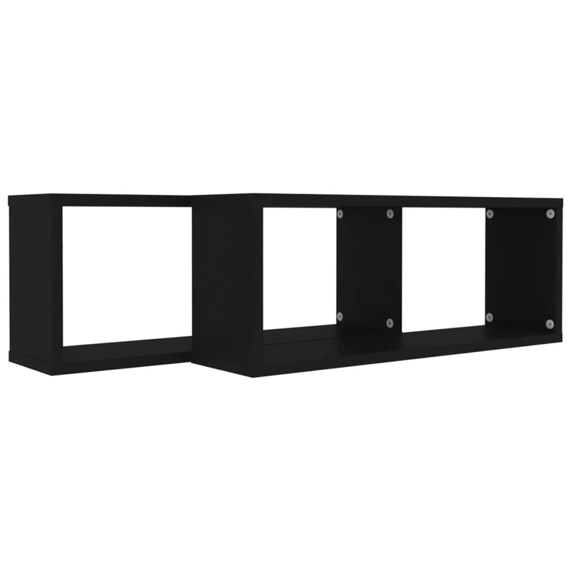 vidaXL 2 db fekete szerelt fa négyszögű fali polc 60 x 15 x 23 cm