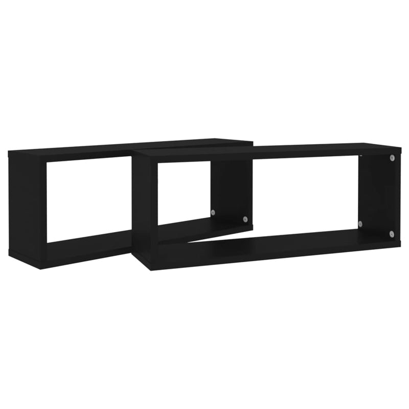 vidaXL 2 db fekete szerelt fa négyszögű fali polc 60 x 15 x 23 cm