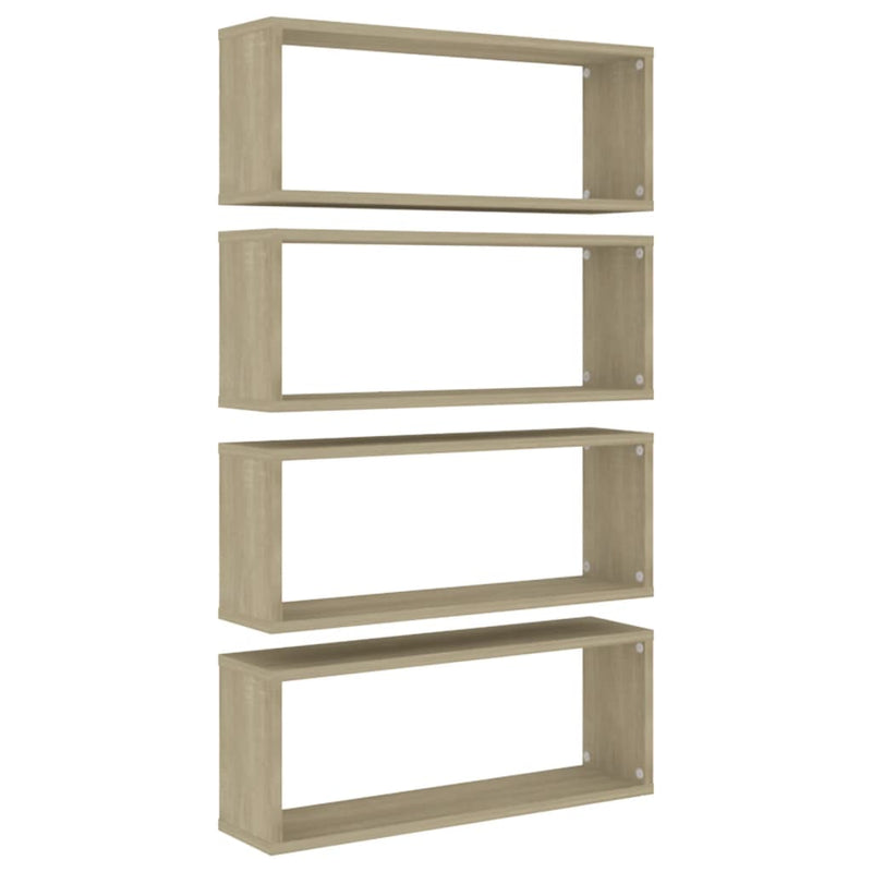 vidaXL 4 db sonoma tölgy szerelt fa négyszögű fali polc 60x15x23cm