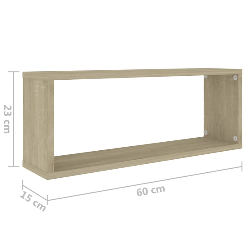 vidaXL 4 db sonoma tölgy szerelt fa négyszögű fali polc 60x15x23cm