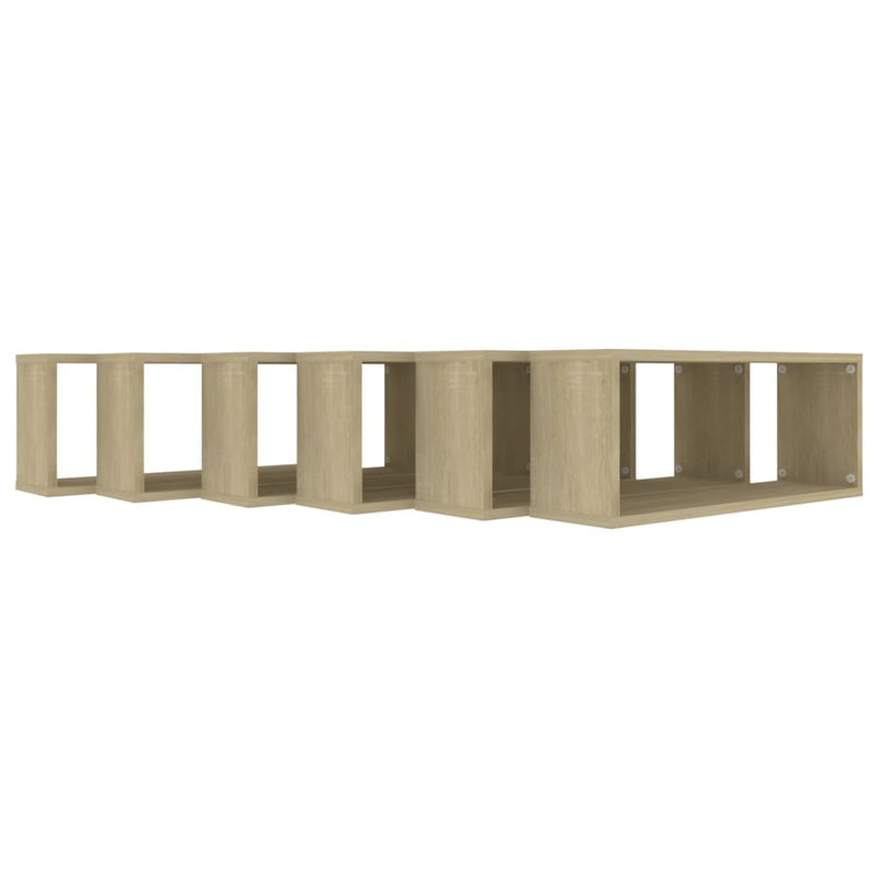 vidaXL 6 db sonoma tölgy szerelt fa négyszögű fali polc 60x15x23cm