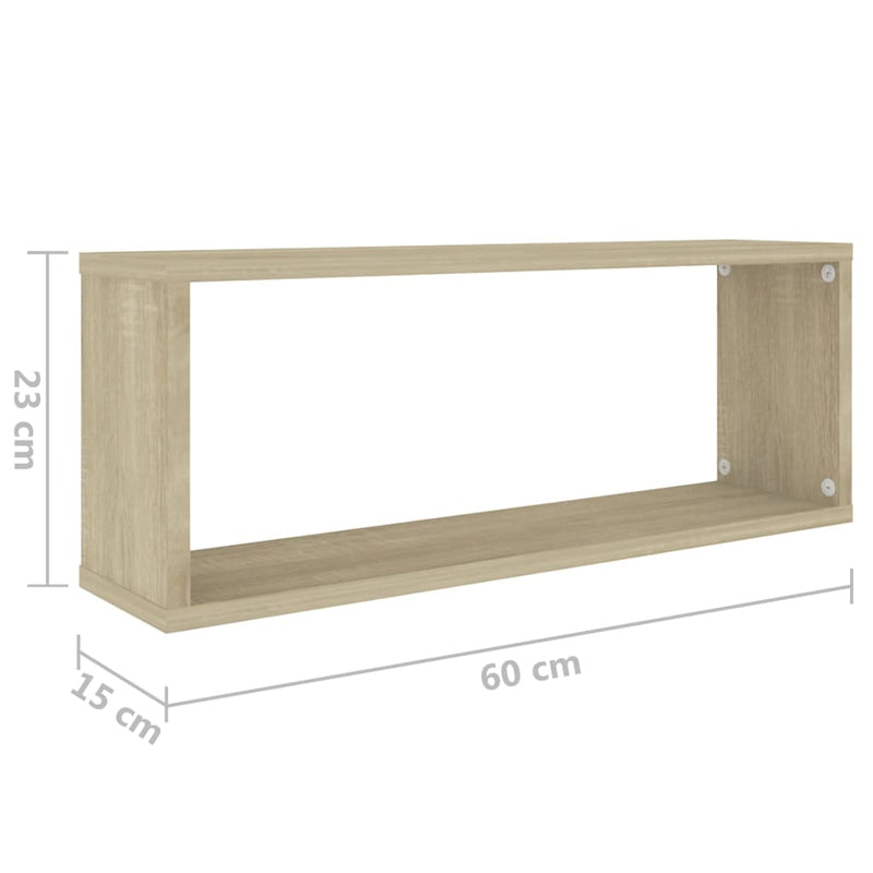 vidaXL 6 db sonoma tölgy szerelt fa négyszögű fali polc 60x15x23cm